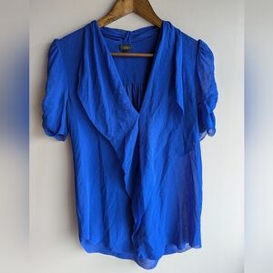 Aritzia BABATON Royal Blue Tinsley 100% Silk Blouse Size XS Fairy Grunge Luxury